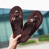 billiga Semester Sandaler-Herrbruna flip-flops i repstil med vadderad sula – bohemiskt inspirerade sommarsandaler för kustpromenader, stränder och vardagsbruk