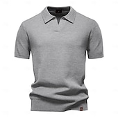 preiswerte Klassisches Poloshirt für Herren-Herren Polo Strick-Polopullover Geschäft Lässig V Ausschnitt Kurzarm Formell Einfarbig Texture Neuheit Sommer Ganzjahres Hellblau Schwarz Weiß Marineblau Armeegrün Dunkelgray Polo