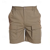 baratos Clássico-Homens Bermuda Cargo Calção Shorts de verão Cintura elástica Bolso multi Bolso com aba Tecido Conforto Vestível Comprimento do joelho Ao ar livre Esporte Diário Moda Casual Preto Verde