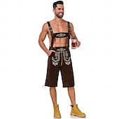 tanie Mężczyźni-Oktoberfest Haft Lederhosen bawarski Niemiecki Monachium Łąki Męskie Impreza Festiwal Piwa Tkanina w stylu tradycyjnym