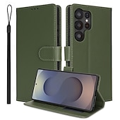זול מארז סמסונג-כיסוי ארנק לסמסונג גלקסי S25/S25 פלוס/אולטרה/S24 אולטרה/פלוס/S23 אולטרה/A55/A35/A25/A15 5G – חריצי כרטיסים חסימת RFID עמיד בפני זעזועים עיני רגל רצועת יד