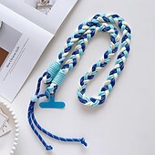 ieftine Snururi pentru telefon și curele de mână-Curea de telefon împletită multicoloră cu clemă detașabilă pentru husa de telefon – frânghie reglabilă pentru gât, pentru femei și bărbați