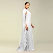 economico Matrimonio Informale / Di Giorno-Abiti A-Line Quinceanera elegante abito formale matrimonio lunghezza al pavimento maniche lunghe scollo alto chiffon con pieghe