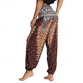 abordables Fondos-Retro Antiguo Boho Años 70 Pantalones Harem Pantalones de yoga Hippie Cintura elástica Pavo real Plumas Mujer Víspera de Todos los Santos Carnaval vacaciones en la playa Fiesta temática retro Festival
