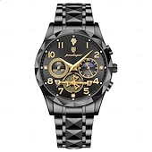 economico Orologi al quarzo-Orologio cronografo di lusso da uomo – orologio da polso al quarzo in acciaio inossidabile impermeabile con quadrante luminoso e datario