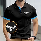 preiswerte Klassisches Poloshirt für Herren-Herren Adler Polo Kurzarm Polo-Shirts Hemden mit Kragen Business-Casual Geschäft Athleisure Alltagskleidung 3D-Druck Sommer Schwarz Gelb Marinenblau