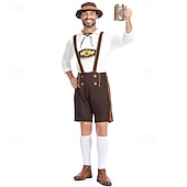 זול גברים-Oktoberfest תחפושות קוספליי לדרהוזן חולצה תלבושות בוואריה מינכן כרי דשא בגדי ריקוד גברים פֶסטִיבָל בד בסגנון מסורתי חולצה מכנסיים קצרים כובע