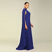 economico Matrimonio Informale / Di Giorno-Abiti A-Line Quinceanera elegante abito formale matrimonio lunghezza al pavimento maniche lunghe scollo alto chiffon con pieghe