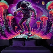お買い得  ブラックライトタペストリー-ブラックライトタペストリー 光る暗闇 パーティー UV反応 宇宙飛行士 恐竜 水中のような不思議な自然の風景 ハンギングタペストリー 壁アート 壁画 リビングルーム 寝室