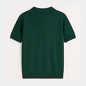 economico Polo classica da uomo-Per uomo Polo Maglione polo lavorato a maglia Affari Casuale Scollo a V Manica Corta Formale Tinta unica Novità Estate Tutte le stagioni Blu chiaro Cachi chiaro Nero Bianco Verde militare Caffè Polo