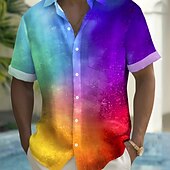 Men's Rainbow LGBT Pride Shirt Summer Shirt Button Up Shirt Short Sleeve Fashion Casual Holiday Streetwear Summer Spring Turndown 3D Print Collared Shirts Front One Pocket Rainbow cheap Geometric Pattern-Men's Rainbow LGBT Pride Shirt Summer Shirt Button Up Shirt Short Sleeve Fashion Casual Holiday Streetwear Summer Spring Turndown 3D Print Collared Shirts Front One Pocket Rainbow
