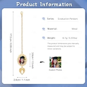 baratos Formatura-Pingente de borla de formatura personalizado com foto e asa de anjo, presente de formatura personalizado, pingente de boné de formatura dourado com foto personalizada, lembrança escolar estética para