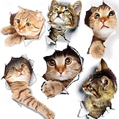 Недорогие Стикеры на стену-6 шт. 3D наклейки на стену кошки самоклеящиеся наклейки на стену/съемные виниловые художественные фрески для гостиной спальни туалета дома настенное украшение своими руками