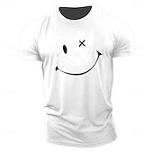 billiga Mäns grafiska t -shirt-Herr Grafiska tryck Abstrakt T-shirt Grafiska utslagsplatser 100 % bomull Kortärmad Grafisk Skjorta Heather Grey Svart Vit Bekväm t-shirt Utomhus Gata Modedesignerkläder
