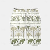 voordelige Tropische planten en bloemen-Voor heren Kokosnootboom Palmblad Tropische planten Lange zwembroeken Zwemshorts Boardshorts Medium Taille Streetwear Hawaii Strandvakantie Zijzakken Mesh voering Elastische tailleband met trekkoord