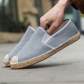 billiga Slip-ons och loafers till herrar-herrblå espadriller med slip-on-sula i jute – lätta och andningsbara skor för varmt väder