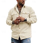 economico Giubbotti e cappotti da uomo-Per uomo Giacca Camicia Giacca di transizione Quotidiano Leggero Tasca Primavera Autunno Semplice Casual Bavero Regolare Aalbicocca Nero Grigio Giacca