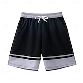 billiga Herrarnas Elite Shorts-Herr Shorts Beach Shorts Snörning Färgblock Andningsfunktion Snabb tork Knelängd Utomhus Semester Hem Semester Etnisk Stil Svart+Grå Mörkröd Elastisk
