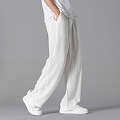 economico Classico-Per uomo Pantaloni di Lino Pantaloni Pantaloni Estivi Pantaloni da Spiaggia Tasca Coulisse Elastico in vita Semplice Comodità Traspirante Vacanza Quotidiano Ferie Hawaiano Boho Nero Bianco