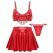 levne oblečení-Retro 80. léta Blouznit Sukně Úbory Krátký top Disko Lesklý latexový patent Kov Dámské Hrdost předvečer Všech svatých Karneval hudební festival Pride Parade Měsíc hrdosti Dospělé Sukně Kalhoty