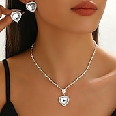 cheap Jewelry Sets-Bridal Jewelry Sets Two-piece Suit Imitation Diamond 1 Necklace Earrings Women&#039;s Elegant Sweet Lovely Retro Love Precious Jewelry Set For Wedding Gift Daily