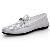 Χαμηλού Κόστους Casual loafers-ανδρικά λευκά μοκασίνια και slip-on με διακοσμητική λεπτομέρεια αλυσίδας και μαλακή επένδυση πάτου - ιδανικά για casual, επαγγελματικές και επίσημες περιστάσεις