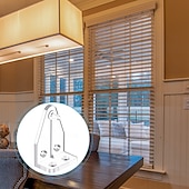 cheap Shower Curtains-12 Pieces 1 Inch Hold Down Brackets Clear Plastic Hooks Blind Holder Replacements for 1 Inch Mini Horizontal Blinds Shades Windows Doors