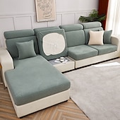 abordables Funda de sofá-Funda de cojín elástica para sofá, funda elástica para sillón seccional, sofá de dos plazas, 4 o 3 plazas, forma de L, sólida, suave, duradera, lavable