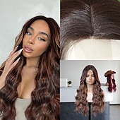 cheap Synthetic Lace Wigs-Synthetic Lace Wig Curly Style 24 inch Brown Middle Part U Part Wig Women&#039;s Wig Light Brown