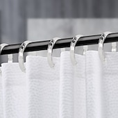 cheap Shower Curtains-Clear Premium Plastic Shower Rings Provide Effortless Gliding on Standard Shower Rods Set of 12, Easy Snap Closure, BPA-Free Plastic