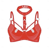 abordables Brillant-haut Soutien-gorge harnais Finition brillante Femmes Brillant Fétichisme du cuir Effet mouillé Costume pour Boîte de Nuit Défilé de la Fierté Mois des Fiertés Halloween Carnaval Adulte