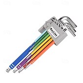 cheap Wrench-9 pcs Rainbow Allen Wrenches Set, Hex Key Set with Colored Short and Long Arm, Ball and Torx End, Metric