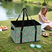 baratos Arrumação e Organização-Sacolas de compras reutilizáveis, cesta de piquenique dobrável, bolsa de armazenamento de viagem portátil, cesta de compras portátil de tecido não tecido, organizador de frutas e vegetais dobrável