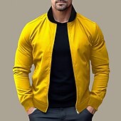 preiswerte Herrenjacken &amp; Herrenmäntel-Herren Bomberjacke übergangsjacke Täglich Leicht Tasche Frühling &amp; Herbst Klassisch Stehkragen Regulär Schwarz Gelb Rot Marineblau Königliches Blau Jacken