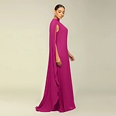 economico Matrimonio Informale / Di Giorno-Abiti A-Line Quinceanera elegante abito formale matrimonio lunghezza al pavimento maniche lunghe scollo alto chiffon con pieghe