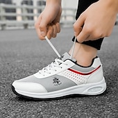 cheap Men&#039;s Sneakers-Men&#039;s White and Grey Running Sneakers with Breathable Upper and Air Cushion - Sporty, Comfortable, Perfect for Running, Gym and Outdoor Activities