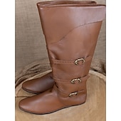 abordables Calzado-Medieval Renacimiento Zapatos Botas hasta la rodilla Botas planas de jazz Hombre Celta Pirata Víspera de Todos los Santos Mascarada Rendimiento LARP Feria Ren Adulto Zapatos
