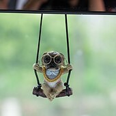 cheap Sculptures-Resin Dog Rearview Mirror Ornament, Dog Rear Mirror Accessories - Retroview Mirror Decoration - Cute Car Ornament for Truck Van Sedan for Bedrooms for Camer