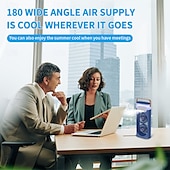 cheap Fans-Portable Dual Head Mist Fan with Humidifier, USB Rechargeable Cooling Fan with 3 Speeds and LED Light for Home Office Travel