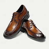 levne Klasické Společenské Boty-Pánské leštěné hnědé kožené nazouvací boty – elegantní a pohodlná obuv na večerní večírky, společenské tance a slavnostní události