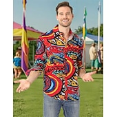 cheap Tops-Retro Vintage Boho 1970s Shirt Hippie Tribal African Pattern Fancy Dress Men's Halloween Carnival Street Dance Retro Theme Party Festival Adults' Shirt