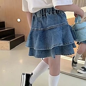 お買い得  ボトムス-子供 女の子 スカート 純色 かわいいスタイル フリル 学校 4〜12年 夏 ブルー