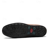 tanie Buty casual slip-on-męskie, brązowe, swobodne mokasyny z cholewką z miękkiej skóry ekologicznej, ręcznie szytymi detalami i wytrzymałą gumową podeszwą – idealne do codziennego noszenia i aktywności na świeżym powietrzu