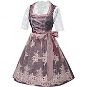 cheap Women-Oktoberfest Lace Dress Apron Dirndl Blouse Maid Bavarian German Munich Wiesn Women's Beer Festival Traditional Style Cloth