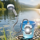 economico Ricreazione all&#039;Aperto-Pompa per doccia da campeggio, doccia portatile da campeggio da 2200 mAh con luce a LED, pratica doccia elettrica multiuso per esterni, per il lavaggio auto all&#039;aperto in dormitorio.