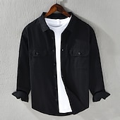 economico Camicie di lino-Per uomo Camicia Camicia di lino Camicia casual Camicia con Bottoni Camicia di cotone Semplice Vacanza Camicia hawaiana Nero Bianco Arancione Marrone Manica Lunga Bavero Primavera Autunno