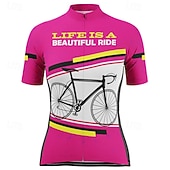 cheap Women's Jerseys-Women's Cycling Jersey Patterned Short Sleeve Bike Tee Tshirt Jersey Top with 3 Rear Pockets Mountain Bike MTB Road Bike Cycling Quick Dry Reflective Strips Moisture Wicking Breathable Sports Red