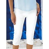  Damskie Spodnie capri Getry Urlop Moda Moda miejska Capris Wysoka talia Jednokolorowe Drukowanie Keep Warm Miękka Oddychający Elastyczny Codzienny Na zewnątrz Urlop Turkusowy Czarny Biały Fuksja Lato