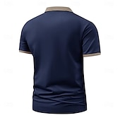 cheap Men&#039;s Classic Polo-Men&#039;s Golf Polo Short Sleeve Short Sleeves Collar Lapel Casual Daily Athleisure Festival Buttons Summer Black Red Navy Blue