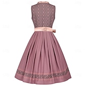 abordables Dirndl-Oktoberfest Broderie Robe Femme de ménage Bavarois Prairies Femmes Carnaval Soirée Fête de la Bière Tissu de style traditionnel Robe Tablier Sans chemisier